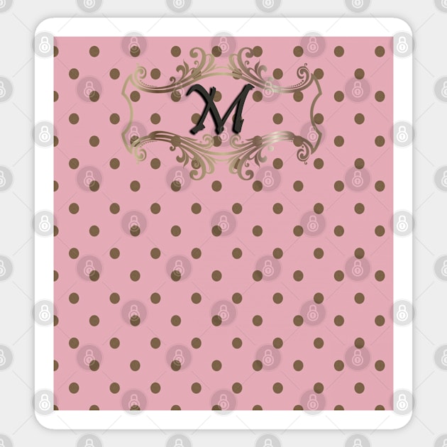 Monogrammed Pink Dots Design Sticker by tamdevo1